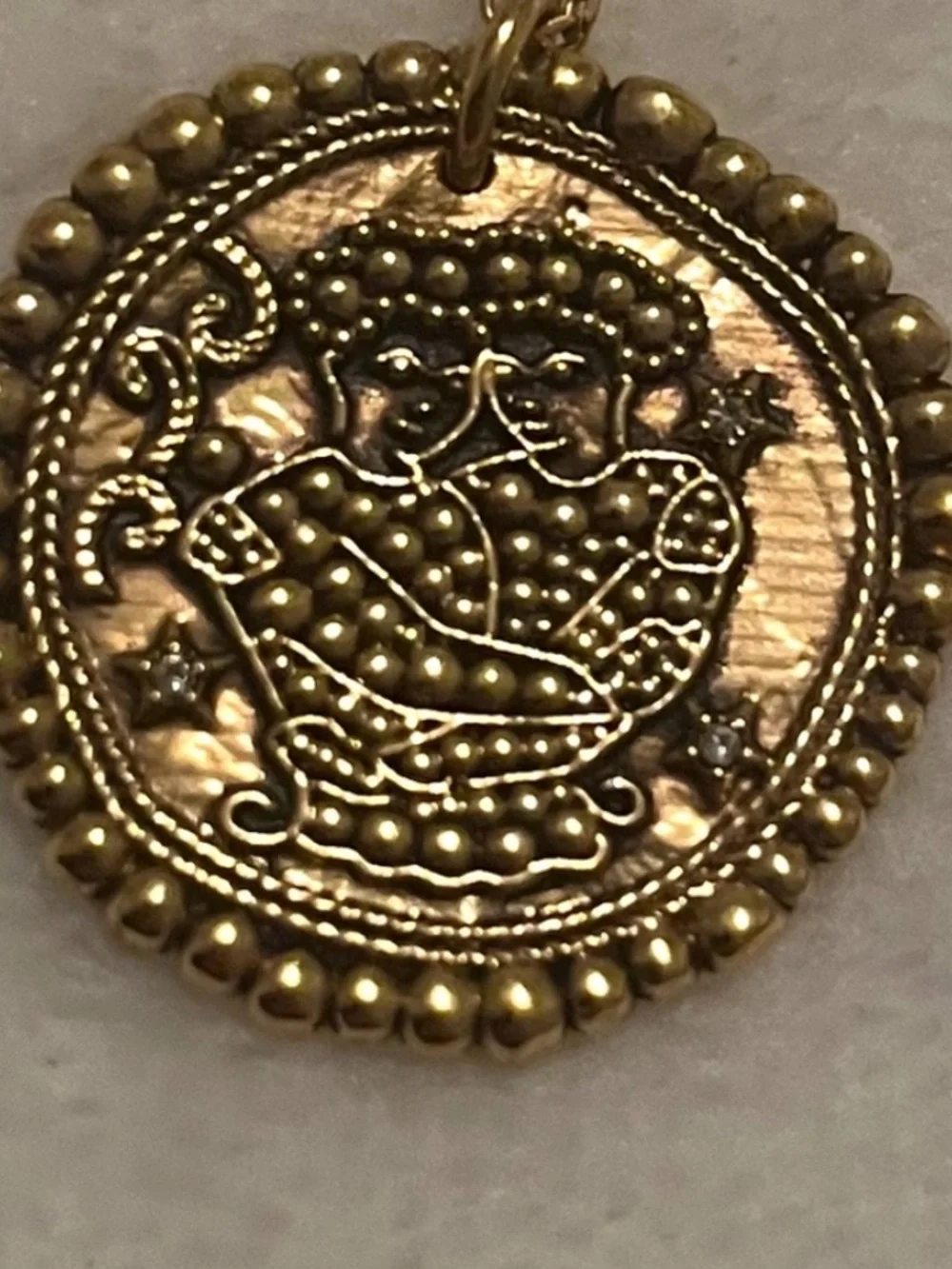 Maje Gold Zodiac Gemini Pendant Necklace